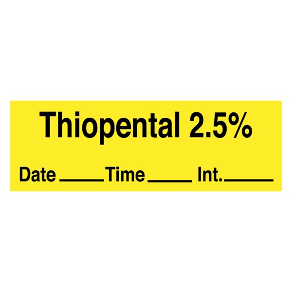 Thiopental 2.5%_mg/ml DTI 1/2 x 500 Yellow w/Black